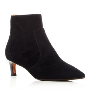 Aquatalia Black Suede Kitten Heel Ankle Boots